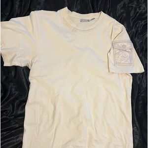 Cream Moncler men’s tshirt with pocket on sleeve